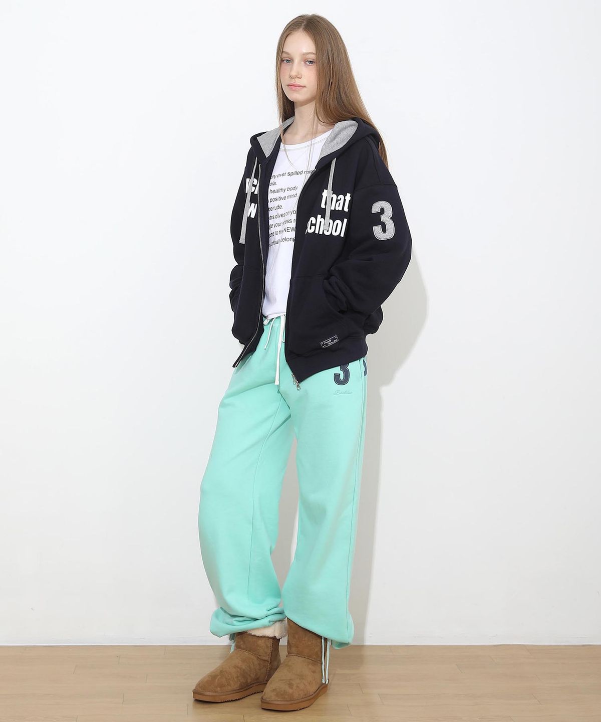 배드블루(BADBLUE) New School Hoodie Zip Navy