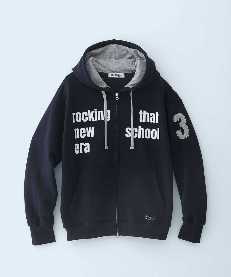 New School Hoodie Zip Navy