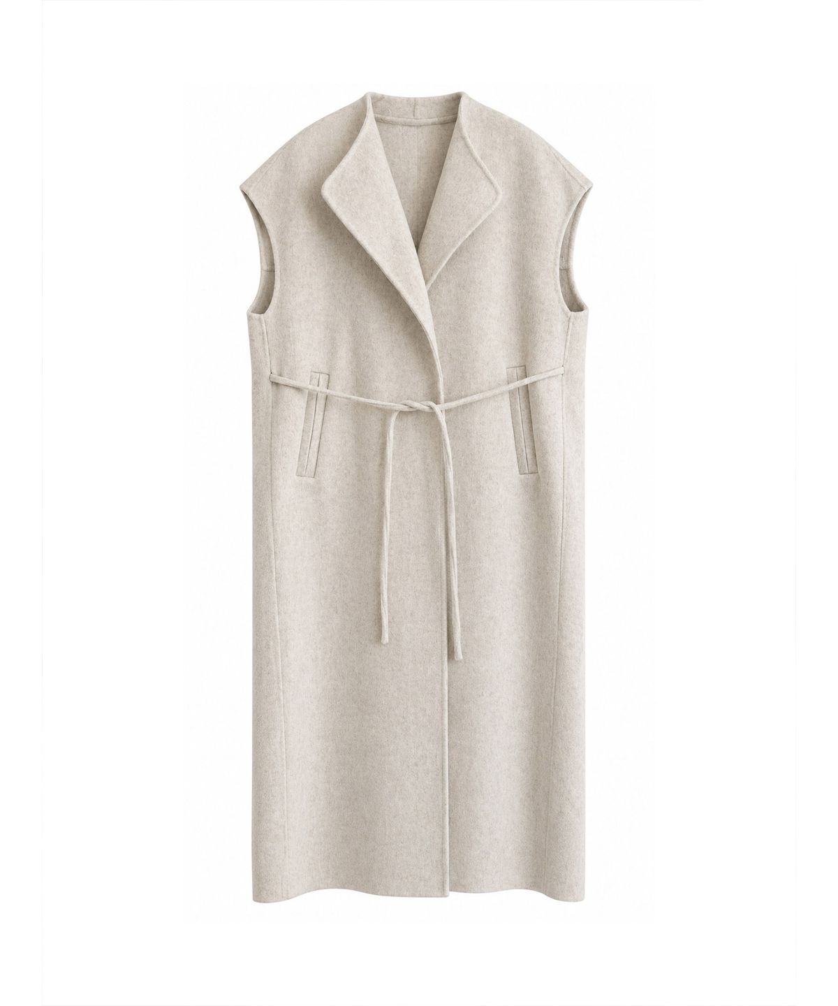 바스카라(VASCARA) Handmade Tailored Collar Belted Wool Long Vest (3colors)