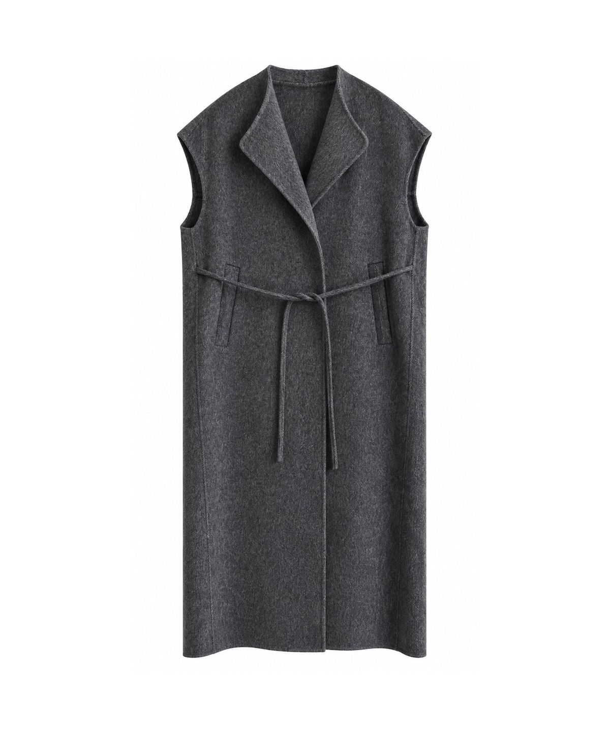 바스카라(VASCARA) Handmade Tailored Collar Belted Wool Long Vest (3colors)