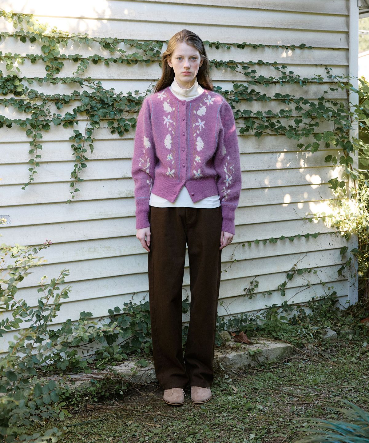 뮈뮈에르(MUEMUER) Angora Flower Cardigan MU2699CD501V_VIOLET