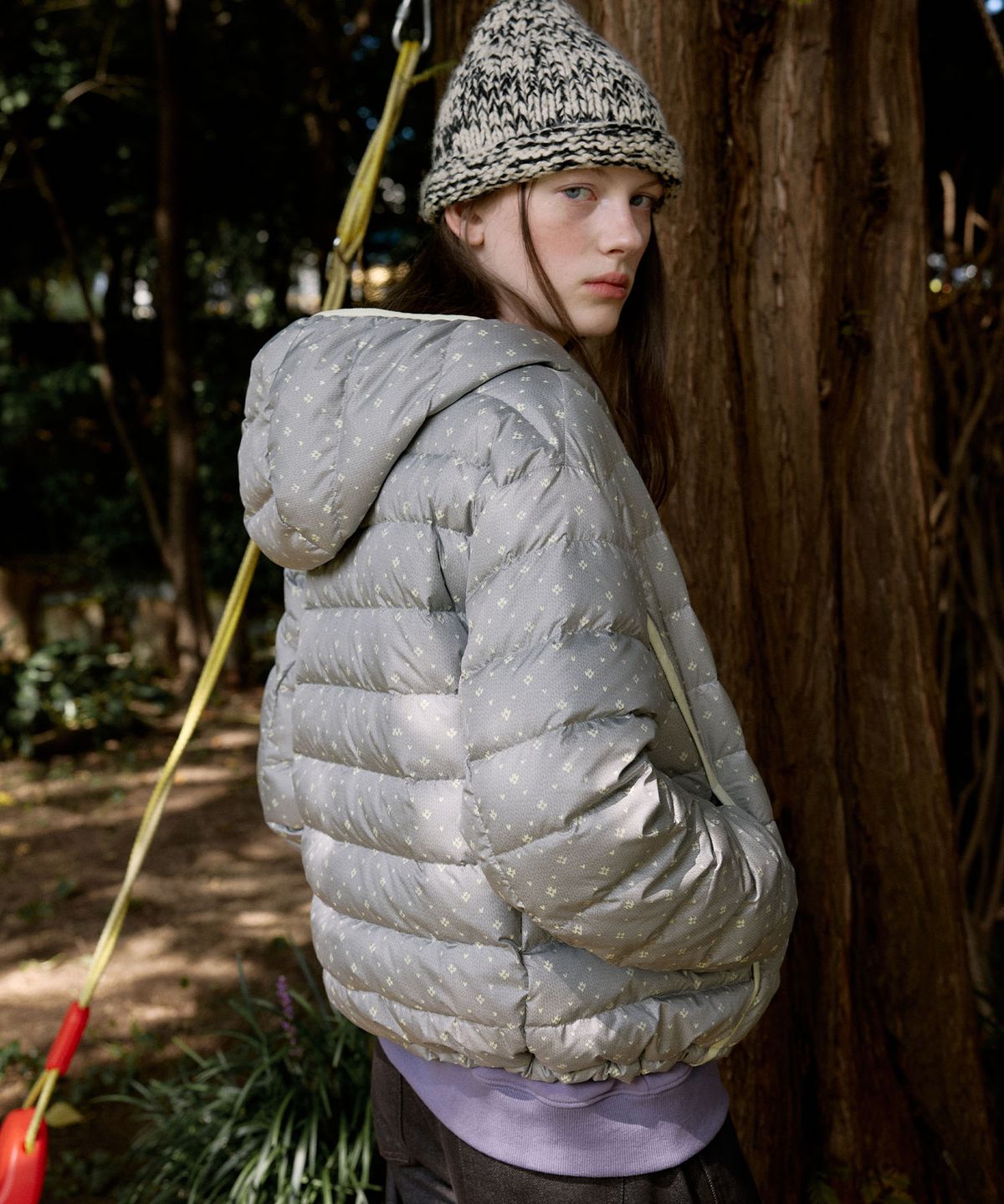 뮈뮈에르(MUEMUER) Knitting Printed Light Weight Hoodie Down MU2699DW901M_GREY
