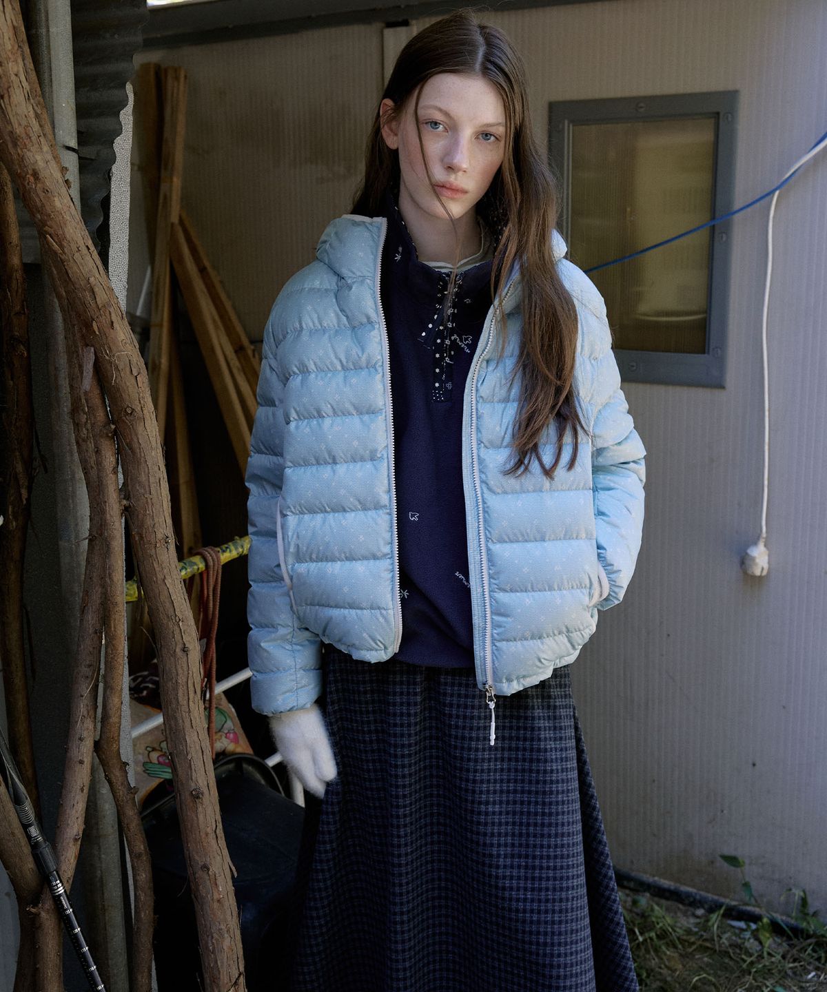 뮈뮈에르(MUEMUER) Knitting Printed Light Weight Hoodie Down MU2699DW901M_SKY