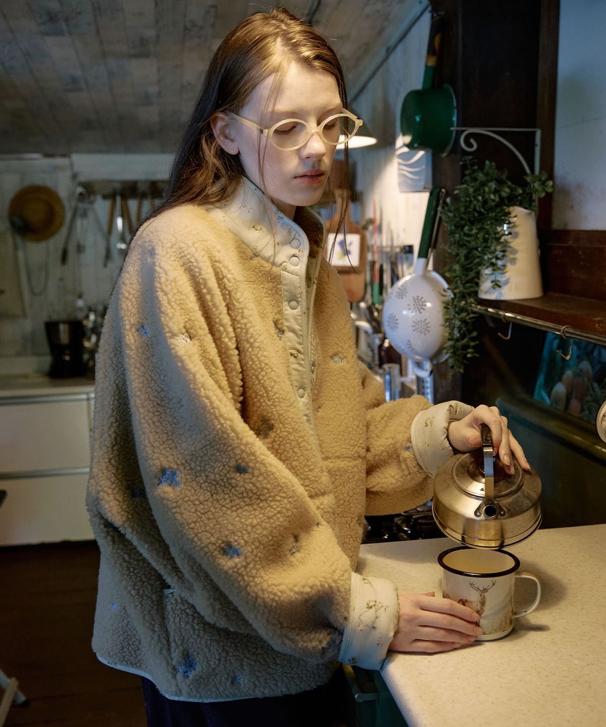 뮈뮈에르(MUEMUER) Flower Reversible Fleece Jacket MU2699FU502V