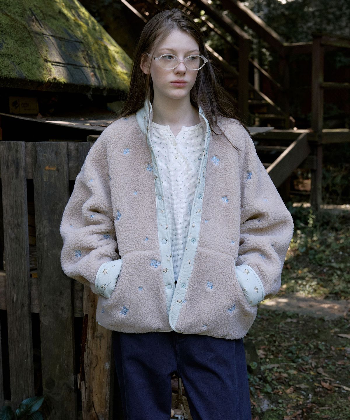 뮈뮈에르(MUEMUER) Flower Reversible Fleece Jacket MU2699FU502V
