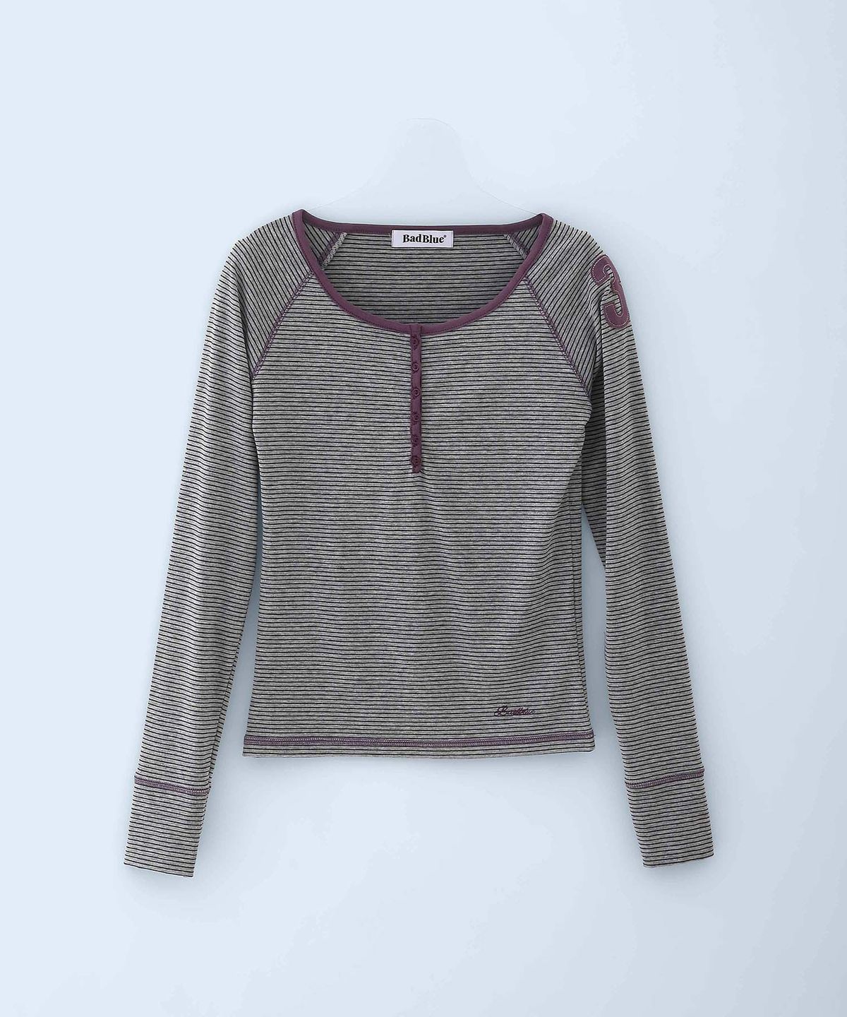 배드블루(BADBLUE) Class Henley Neck Long Sleeve Purple