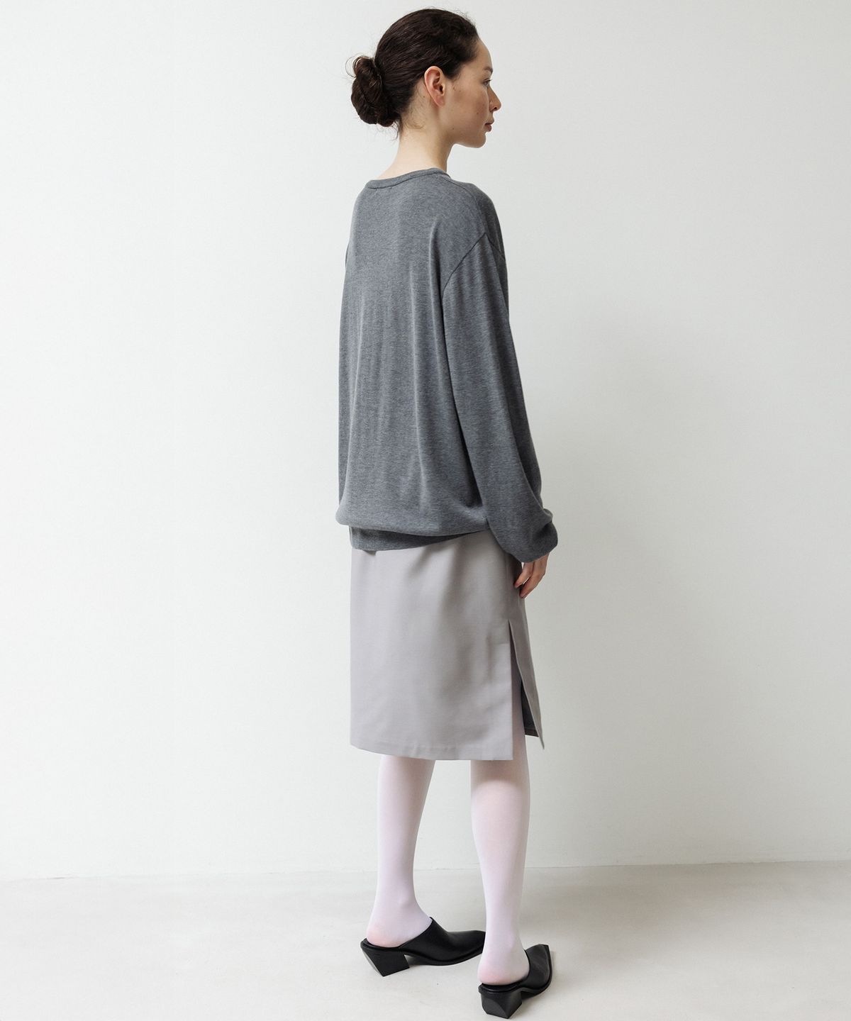 오브헤덴(OPHEDEN) Poise Wool Silk Skirt (grey)