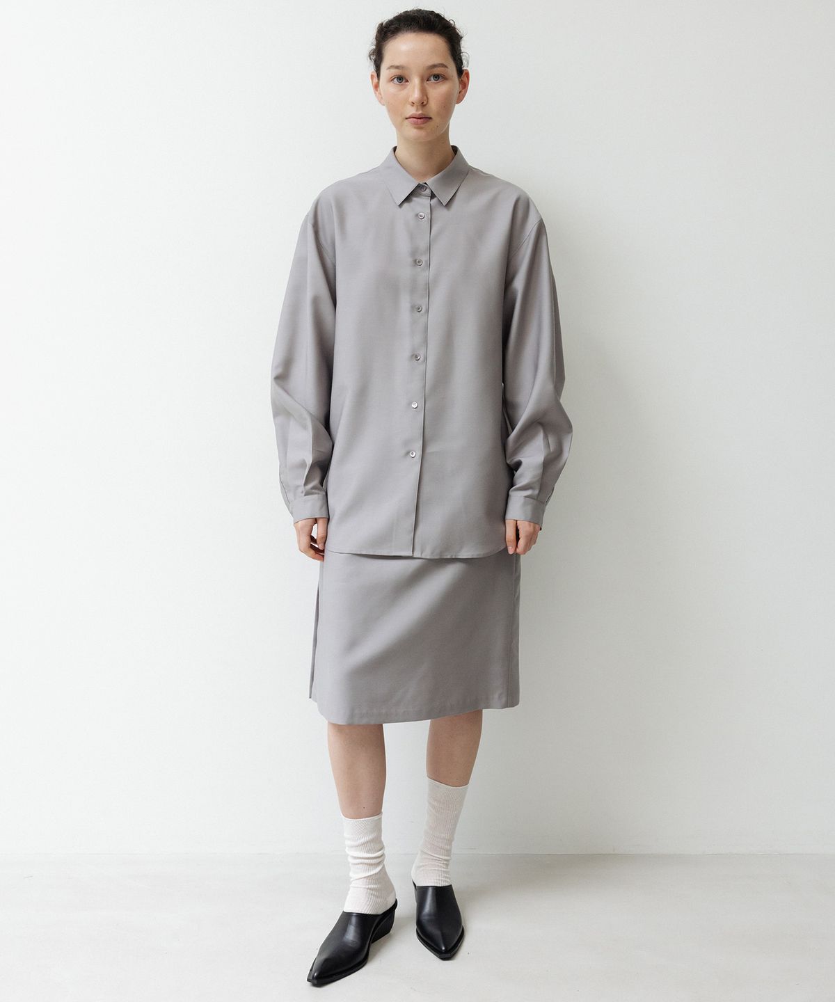 오브헤덴(OPHEDEN) Poise Wool Silk Skirt (grey)