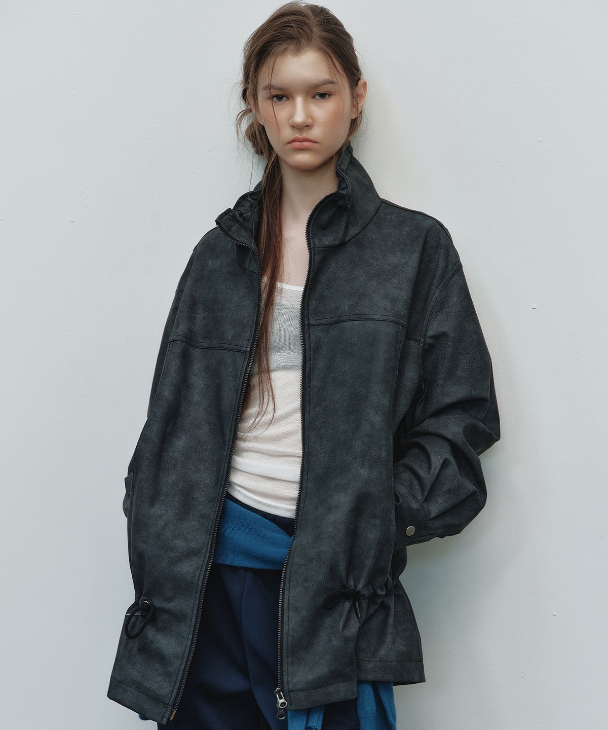 닉앤니콜(NICK&NICOLE) WASHED STRING FIELD JACKET_CHARCOAL