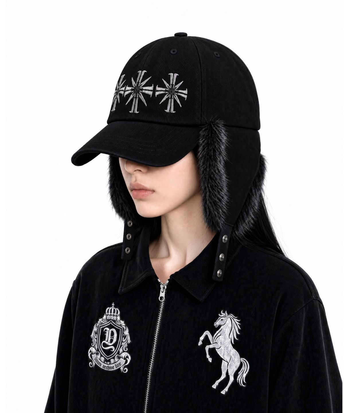 아이돈워너셀(IDWS) Trinity View Fur Maxi Cap Black