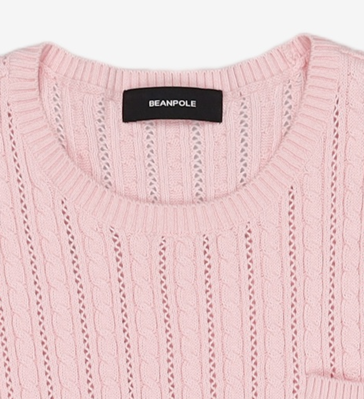빈폴키즈(BEANPOLE KIDS) [Essential] 여아 케이블 반소매 라운드 니트 스웨터  라이트 핑크 (BI5351GE1Y) 165