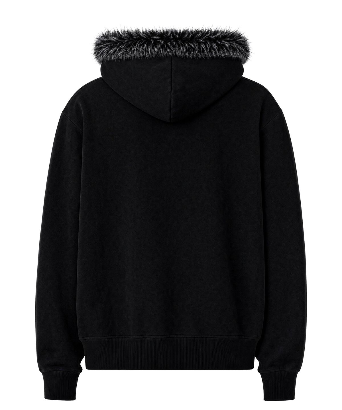 아이돈워너셀(IDWS) Heritage Crop Fur Hoodie Zip Up Black