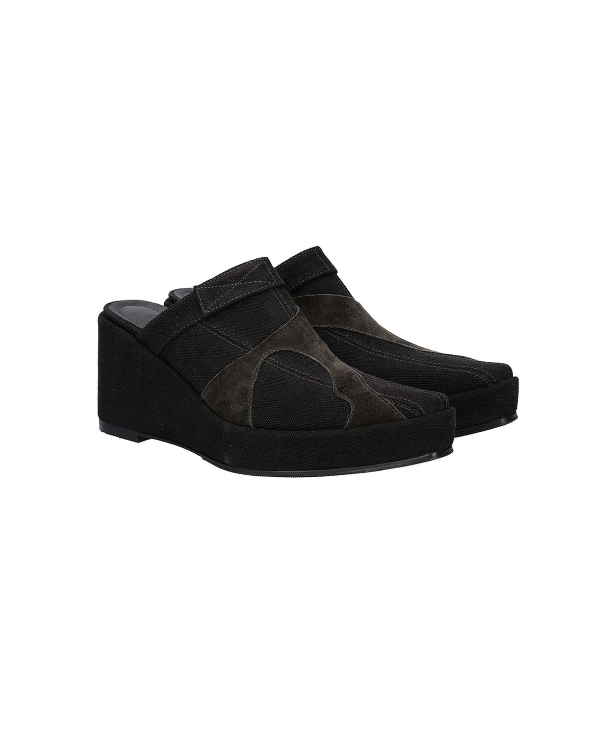 포트리스(4TRESS) PLATFORM WEDGE MULES 01 BLACK