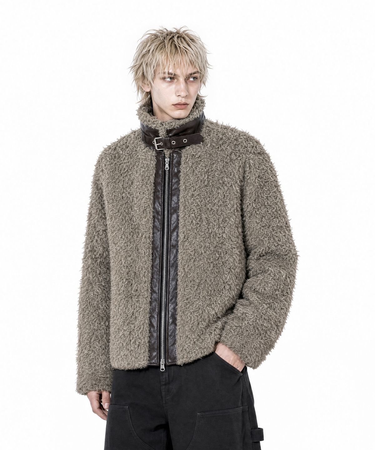 아이돈워너셀(IDWS) Nodal Fur Jacket Beige
