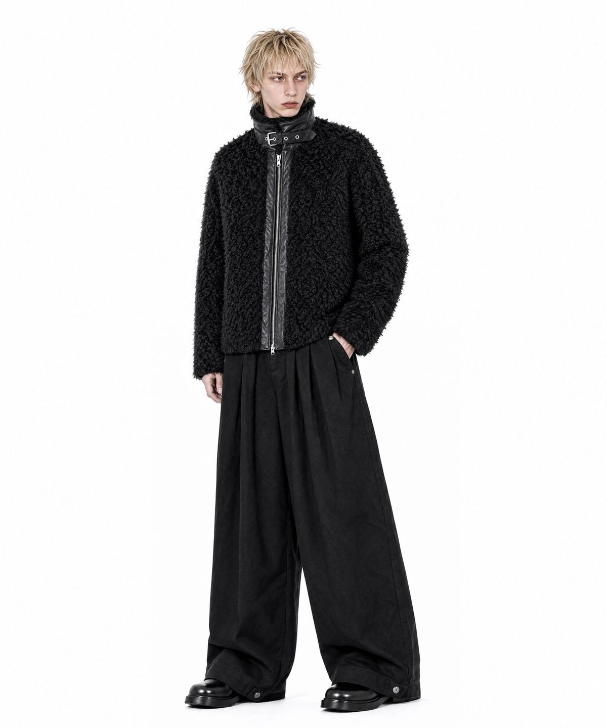 아이돈워너셀(IDWS) Nodal Fur Jacket Black