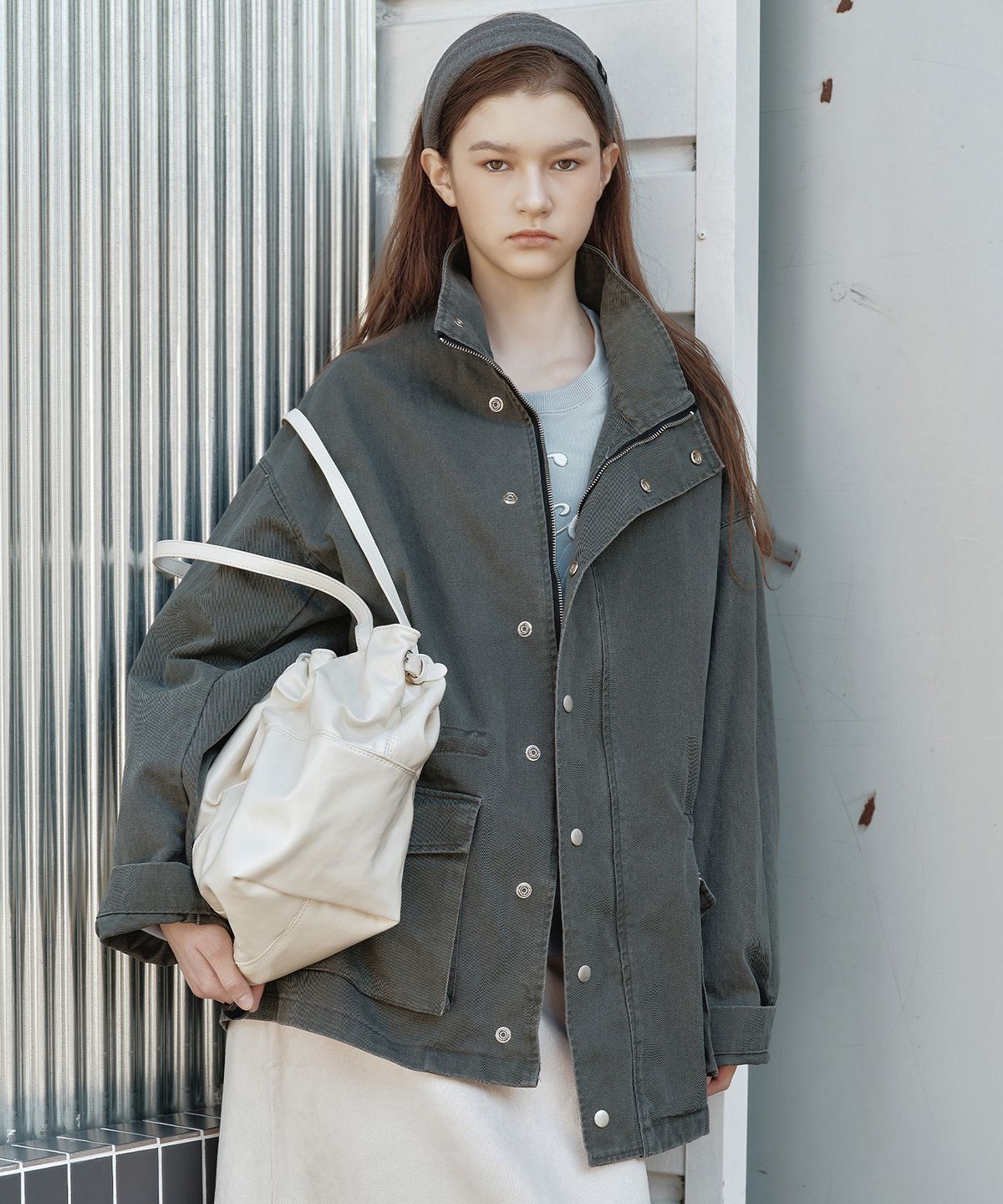 닉앤니콜(NICK&NICOLE) VINTAGE WASH FIELD JACKET_CHARCOAL