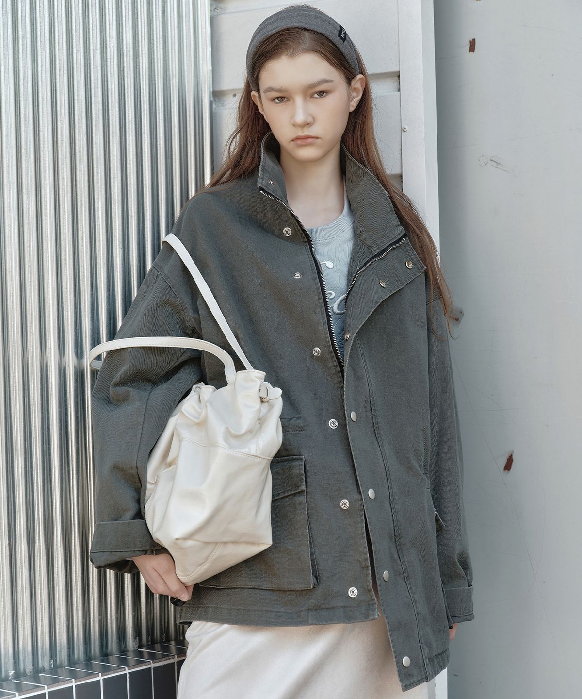 닉앤니콜(NICK&NICOLE) VINTAGE WASH FIELD JACKET_CHARCOAL
