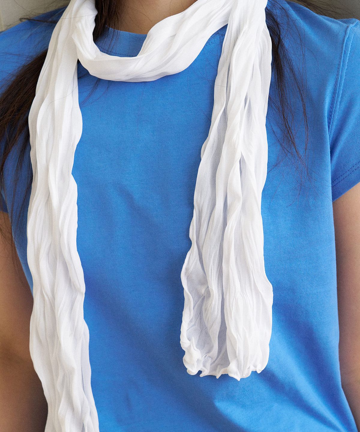 지지(GEEGEE) [slim] soft wrinkle long scarf - white