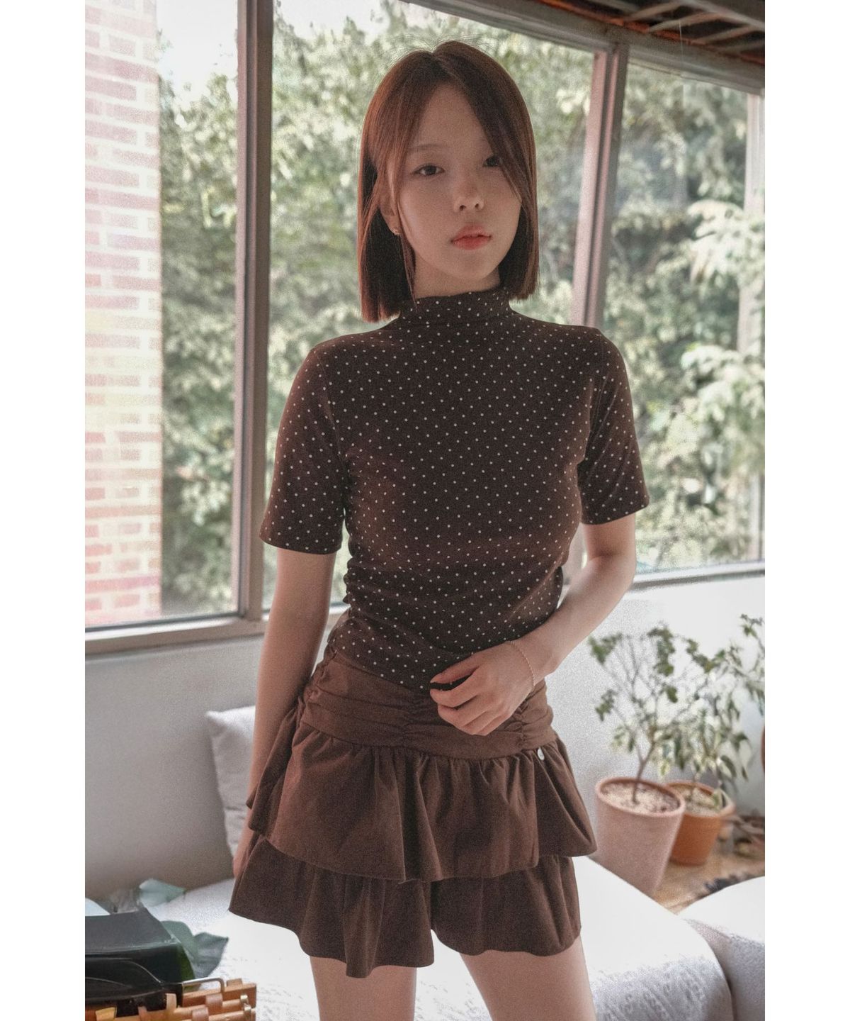 쿨키튼(KOOLKITTEN) 드레이프 셔링 티어드 미니 스커트 2colors