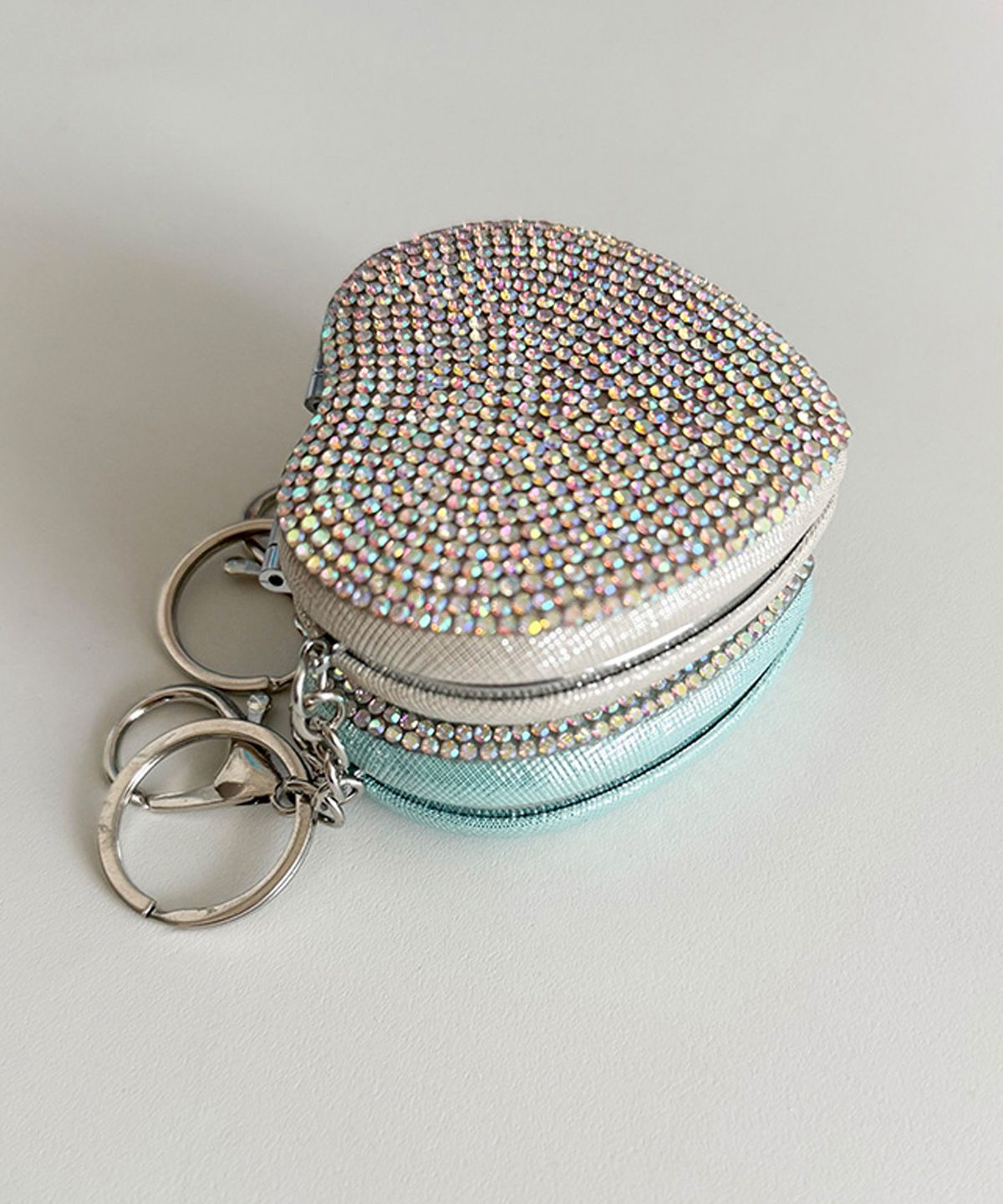 뽀끼(POKKI) CRYSTAL HEART MIRROR KEYRING (IVORY)