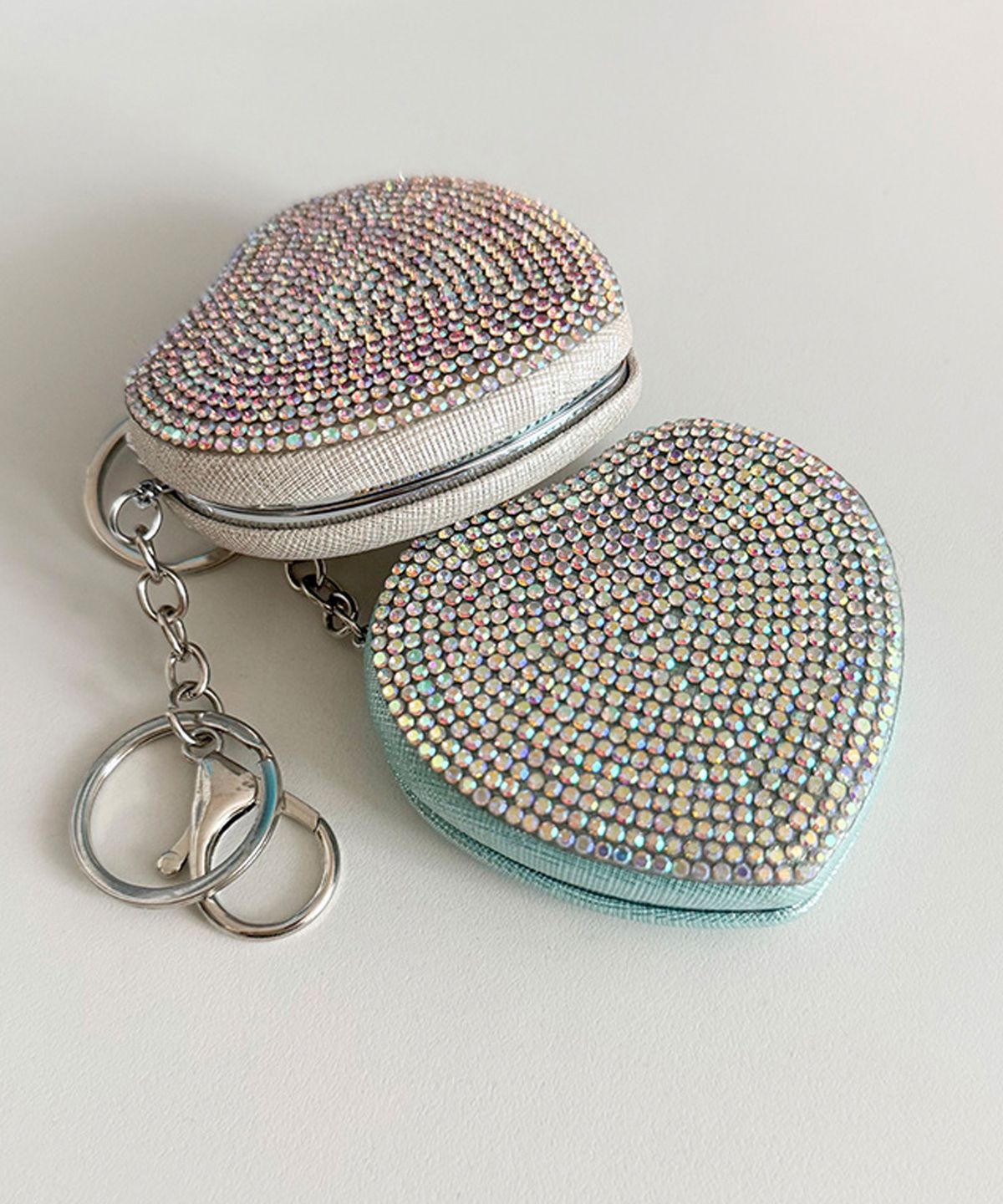 뽀끼(POKKI) CRYSTAL HEART MIRROR KEYRING (MINT)