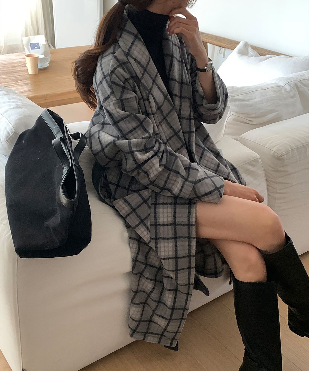 로브로브(LOVLOV) 체크 로브 코트