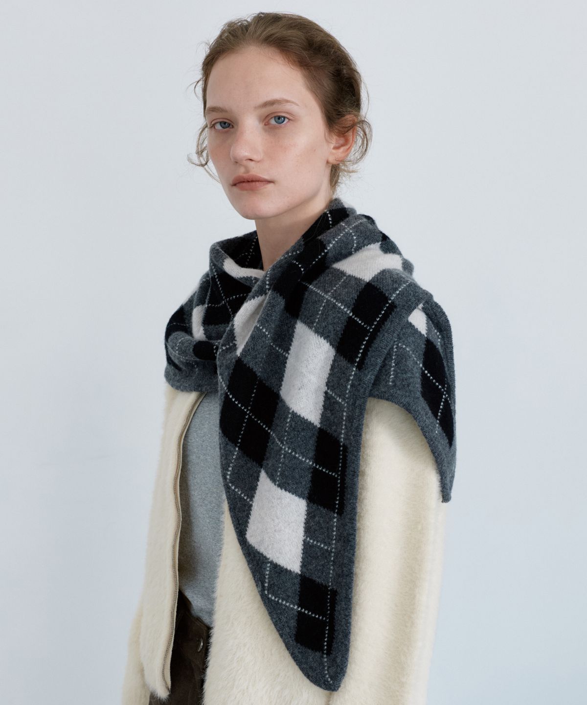 유라고(URAGO) Argyle wool knit scarf