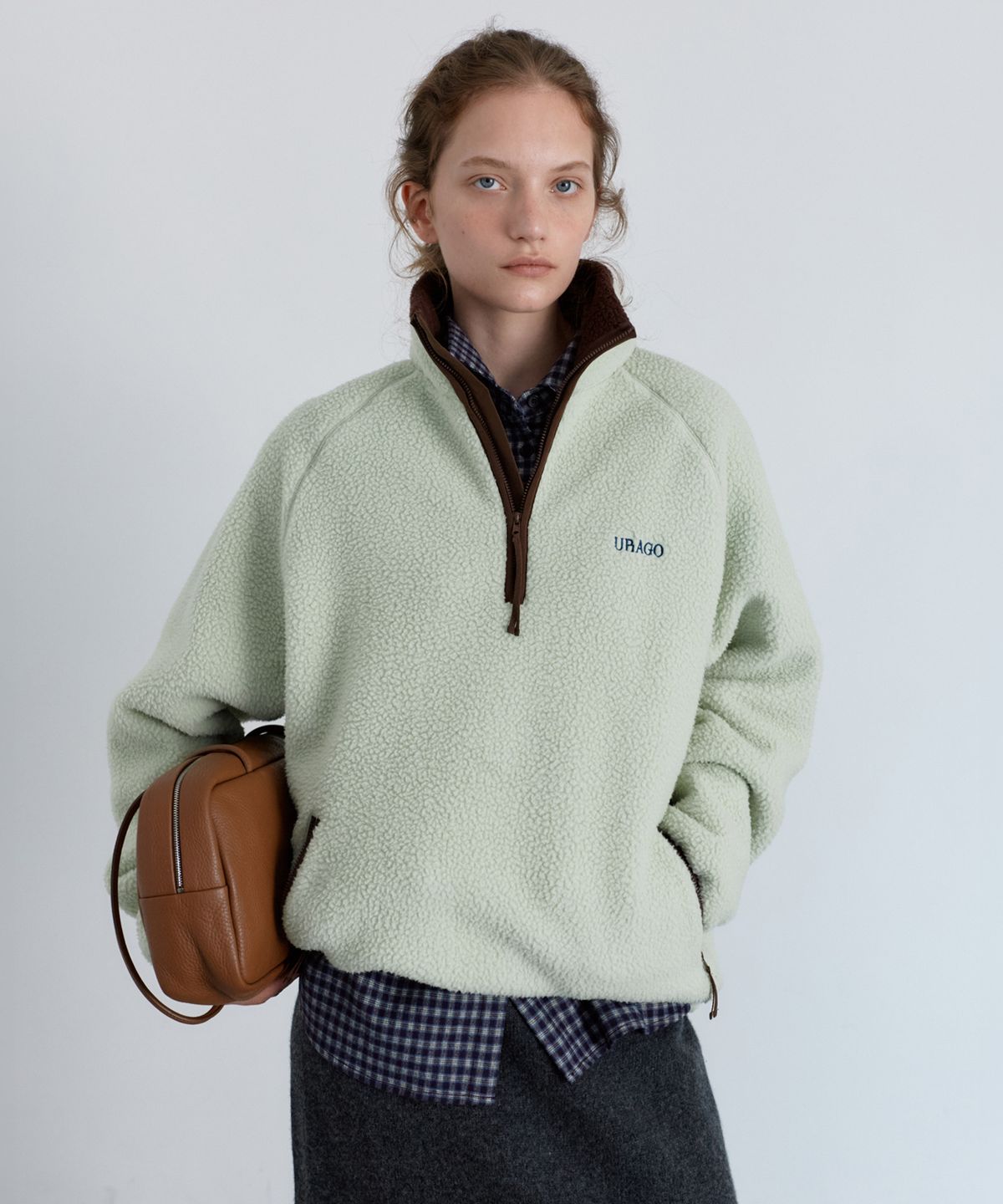 유라고(URAGO) Fleece logo half zip-up