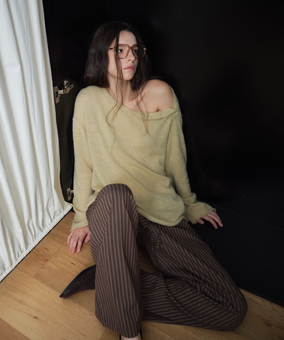 무드무스(MOODMOOSE) BUTTON KNIT YELLOW [MMFA1KN18YL]