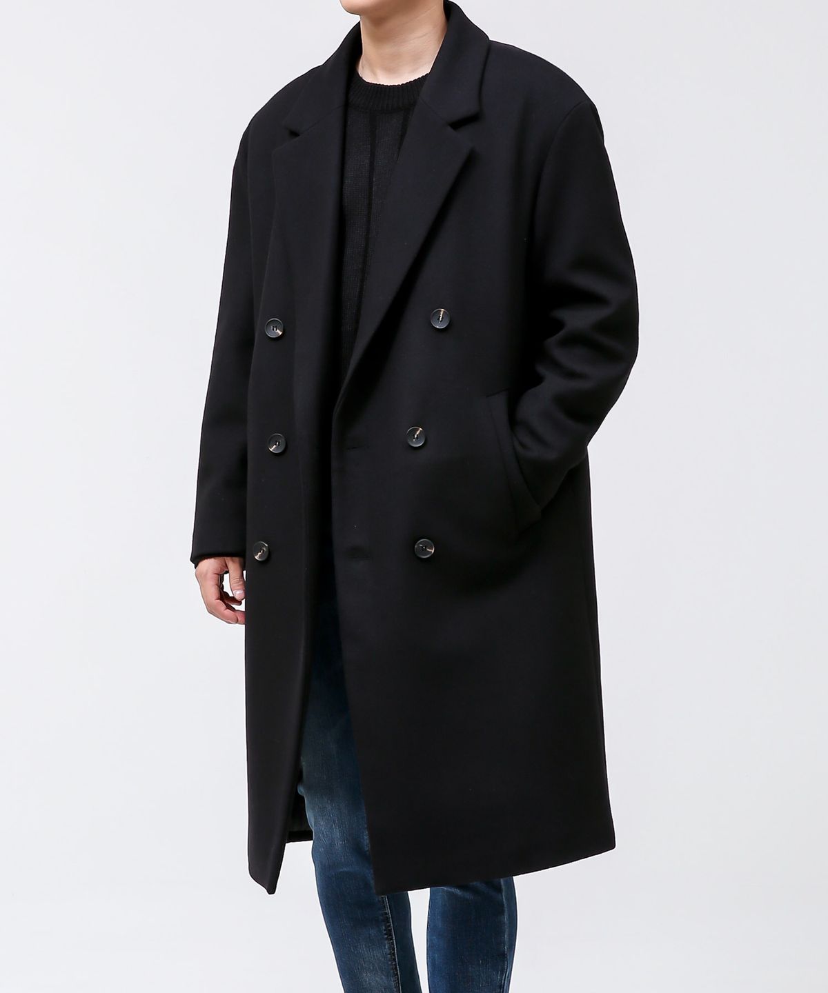 음(UMM) 남자 오버핏 싱글더블버튼 누빔안감코트 2COLOR