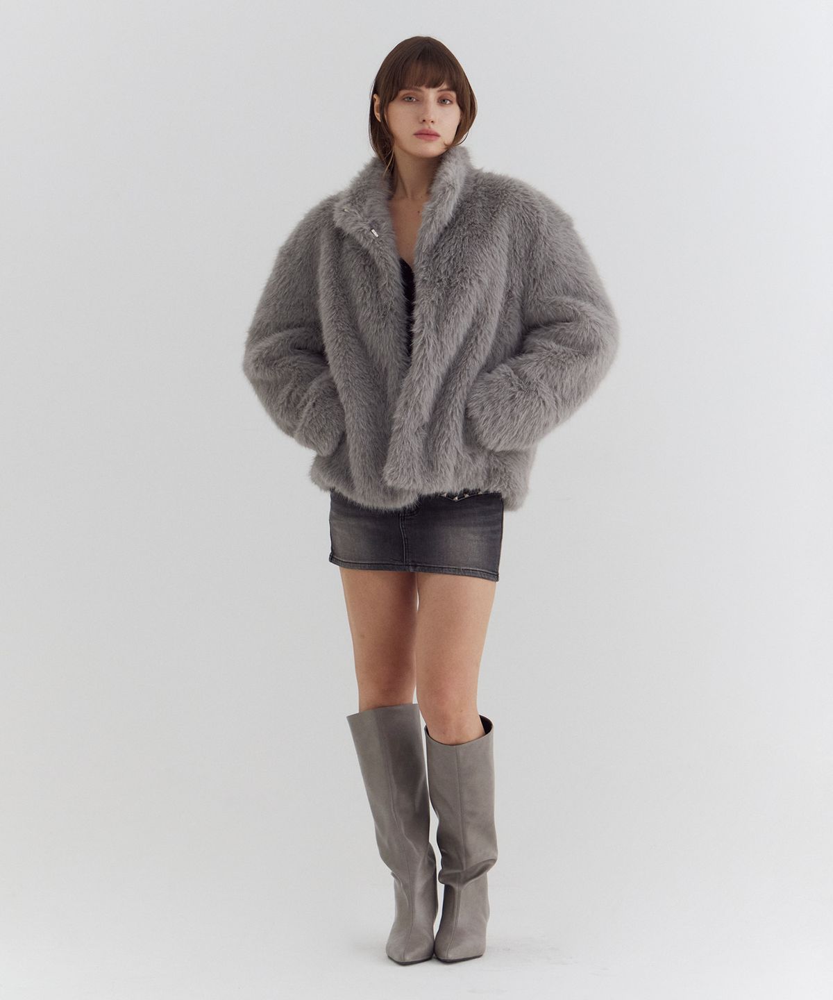 큐리티(CURETTY) C FAUX FUR JACKET_LIGHT GREY