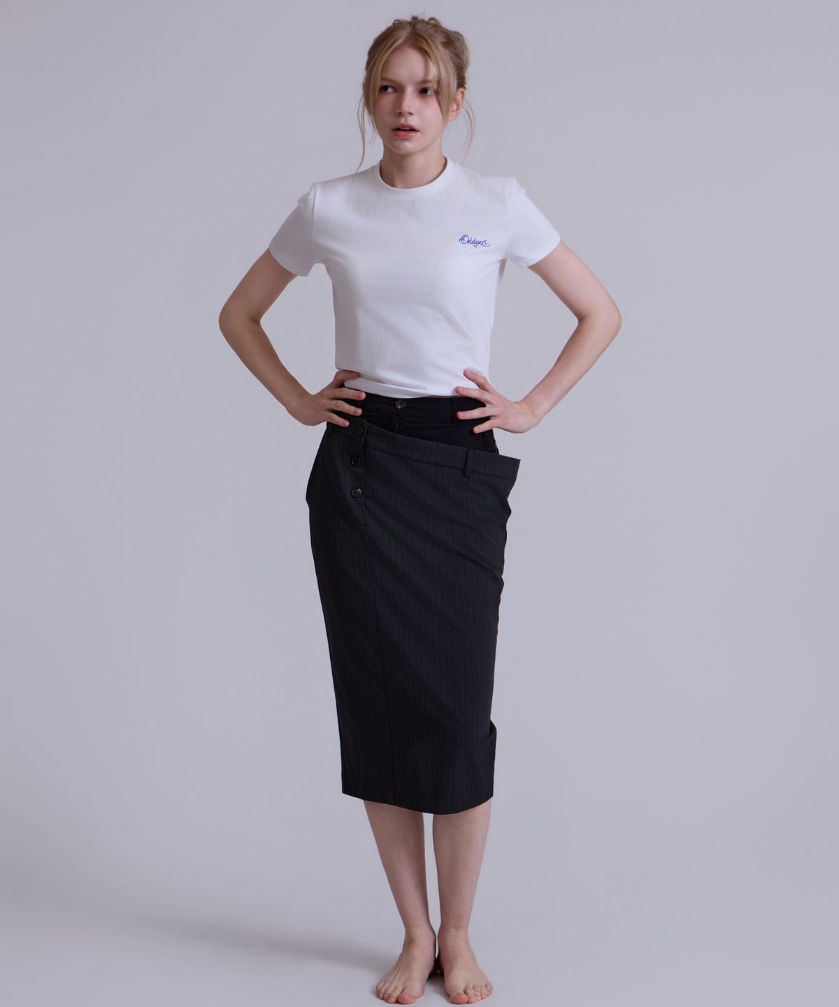 오드페리(ODDPERI) Layered pinstripe skirt