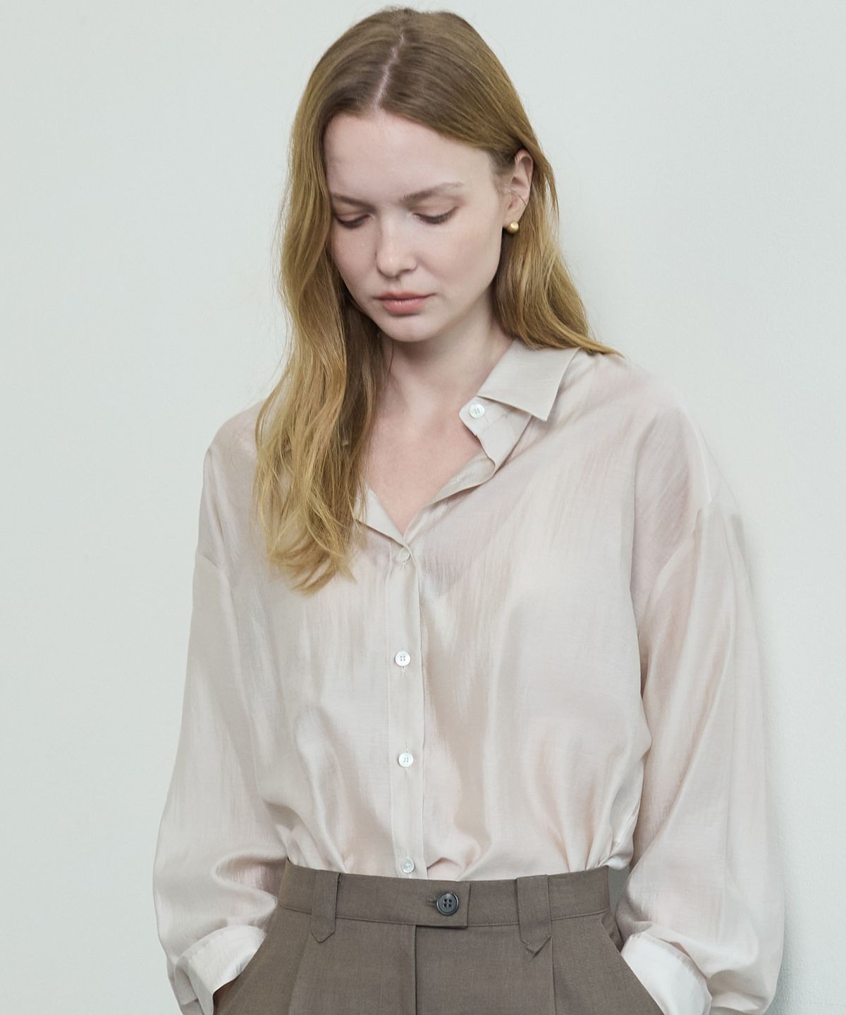 누토프(NUTOFFE) Luster Shirt_Dusty Pink