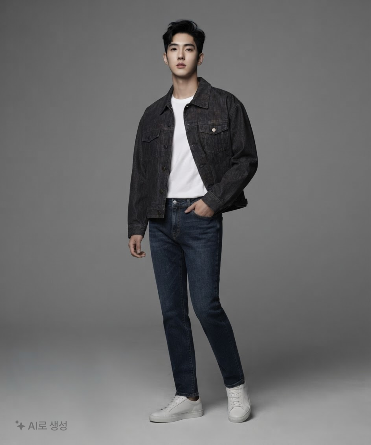 노이어(NOIRER) 오버핏 크롭 데님 자켓 50