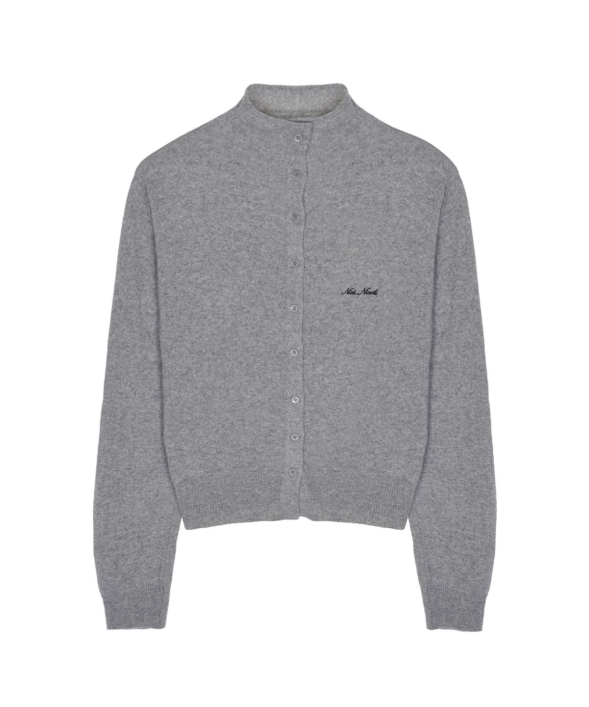 닉앤니콜(NICK&NICOLE) HIGH NECK BUTTON KNIT CARDIGAN_GRAY