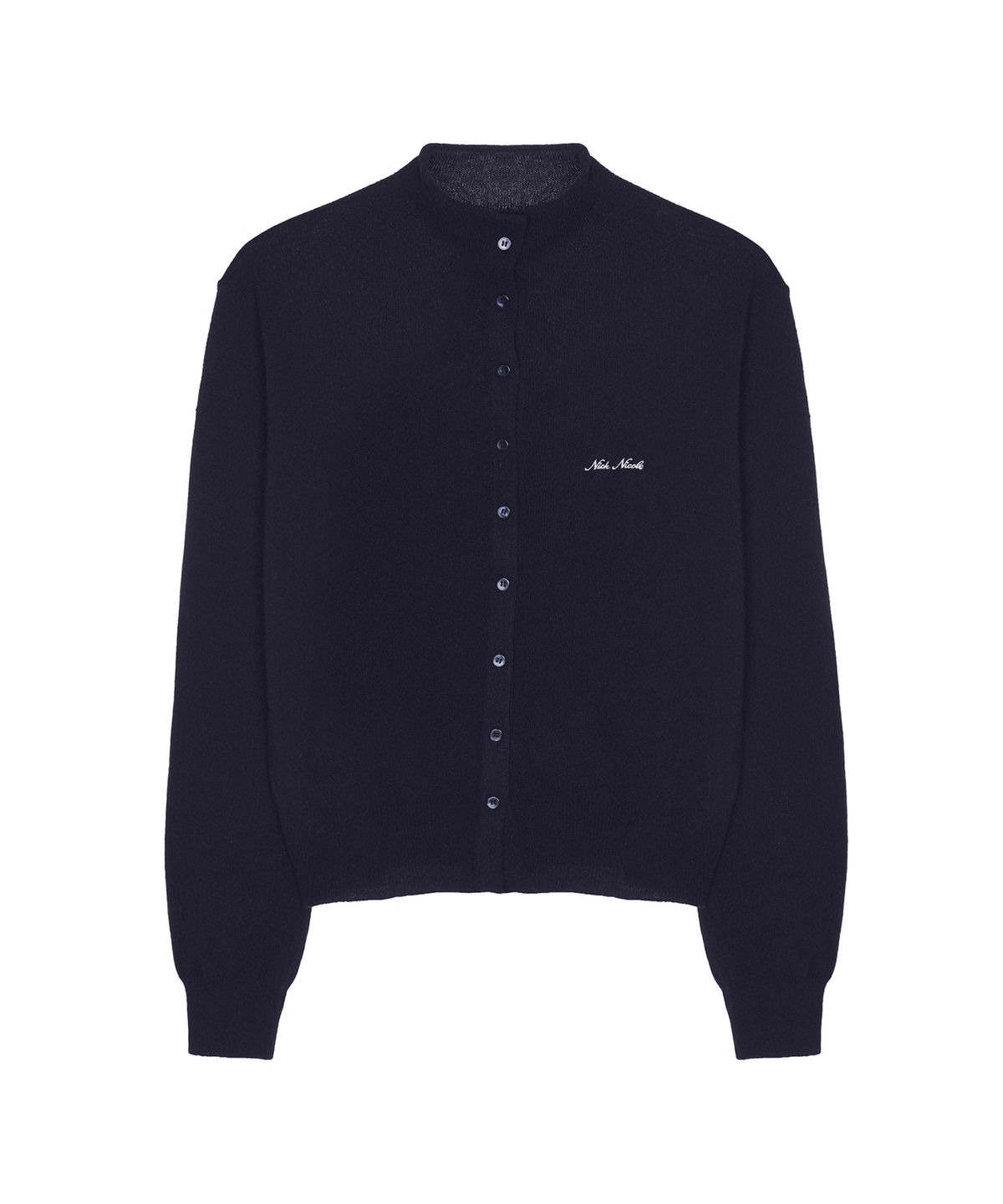 닉앤니콜(NICK&NICOLE) HIGH NECK BUTTON KNIT CARDIGAN_NAVY