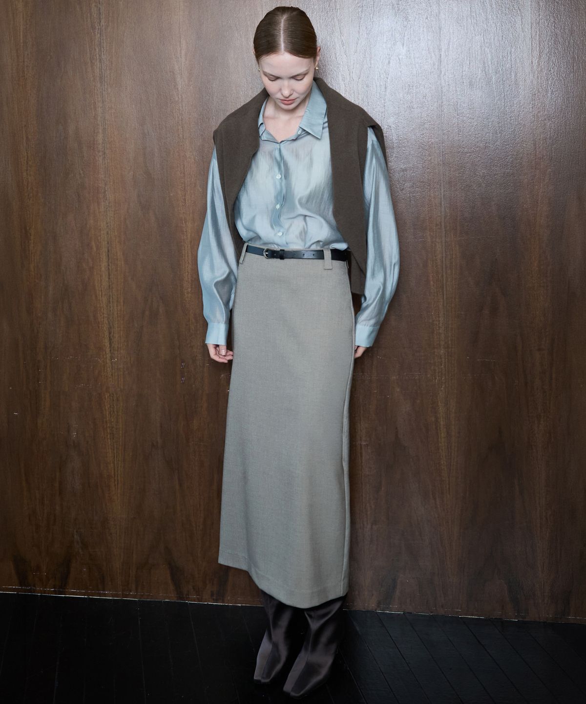누토프(NUTOFFE) Column Skirt_Beige