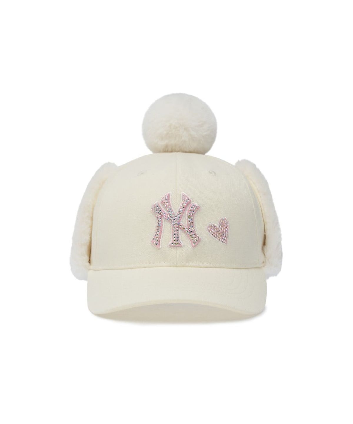 엠엘비 키즈(MLB KIDS) 여아 스톤 귀달이캡 NY (Ivory)