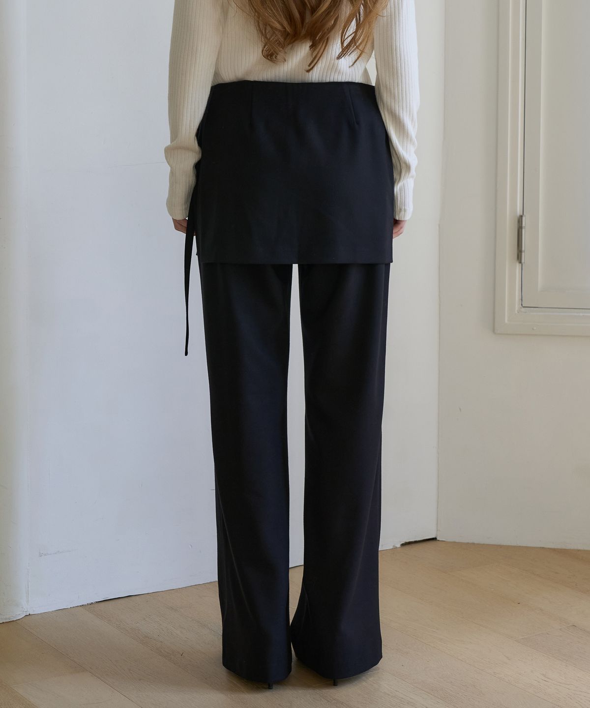 드헤베(DEHEVE) Wool Wrap Layered Pants [Black]