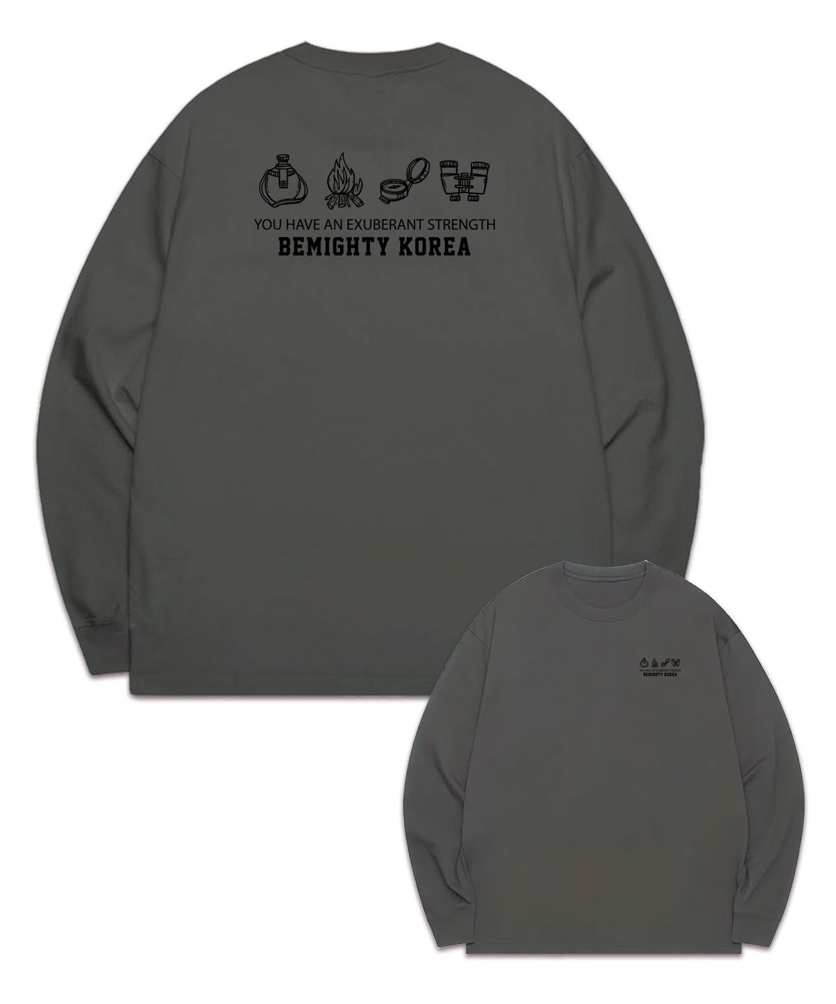 비마이티(BEMIGHTY) 렛츠 캠핑 소매 시보리 긴팔티 [블랙]