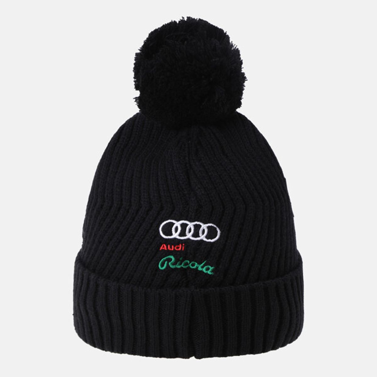 데상트(DESCENTE) 스위스 스키 와펜 방울 비니 블랙 SR423IKCO2