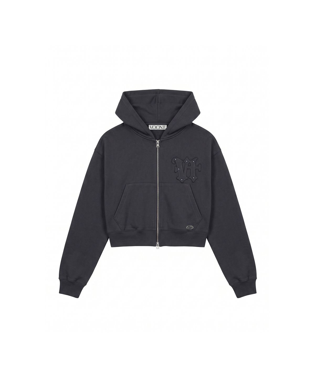 분트(VOONT) Faded Patch Hood Zip-Up (DARK GRAY)