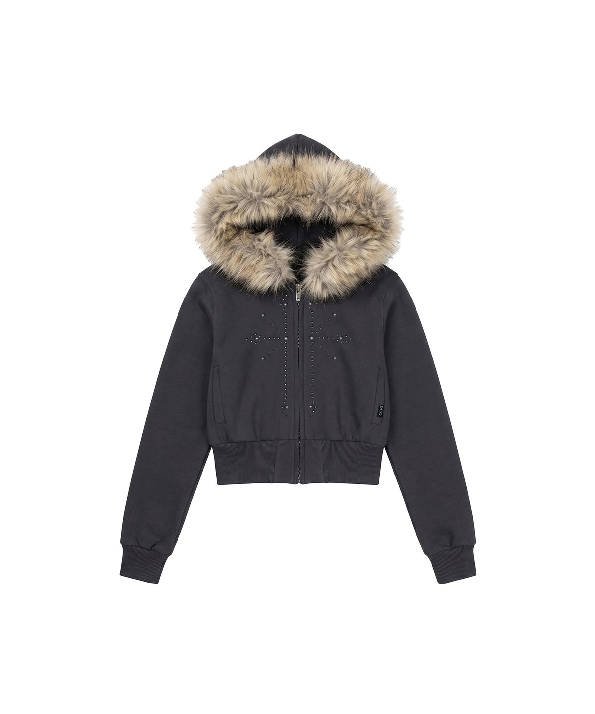 분트(VOONT) Slim Fit Fur Trimming Hood Zip-Up (DARK GRAY)