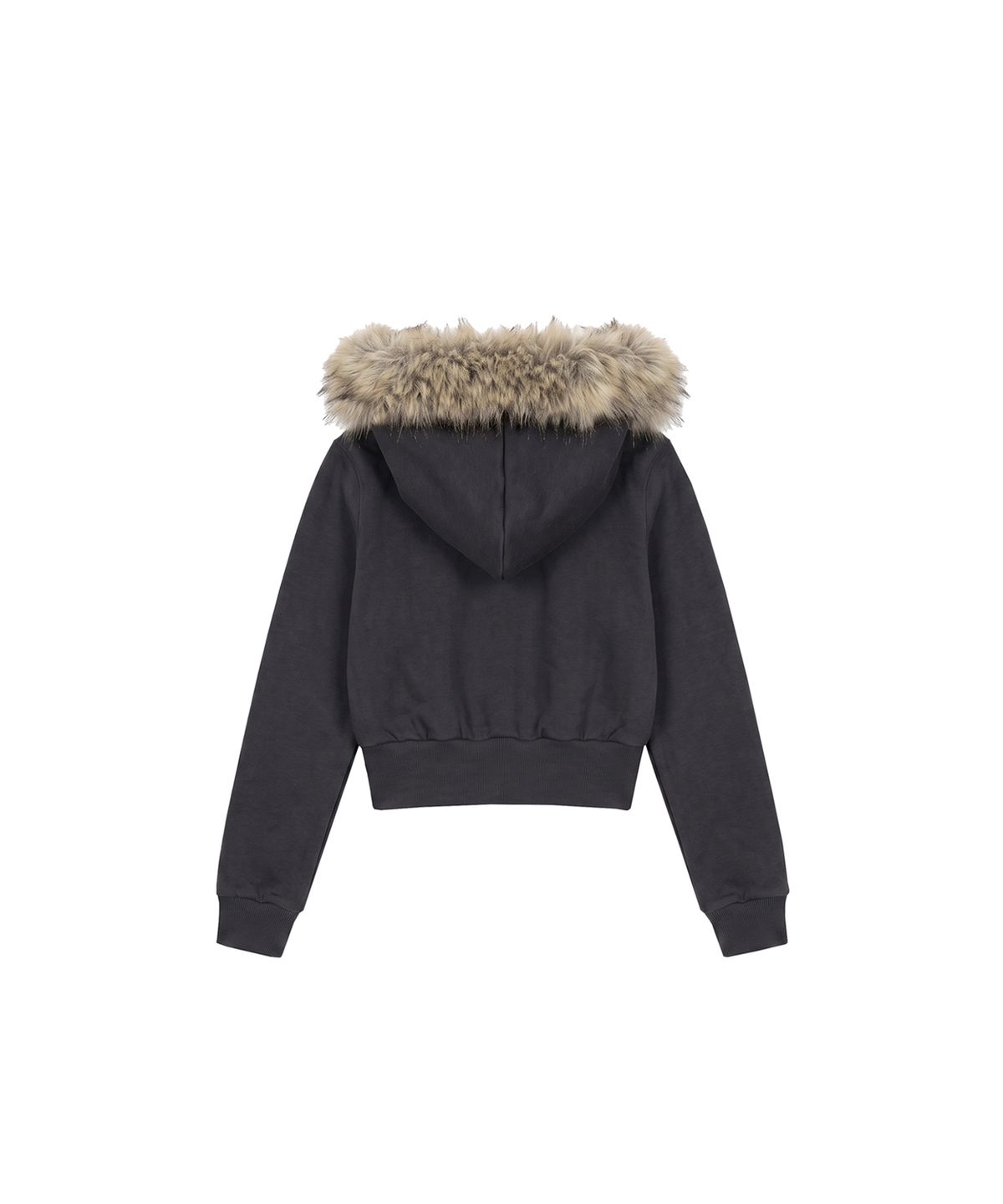 분트(VOONT) Slim Fit Fur Trimming Hood Zip-Up (DARK GRAY)
