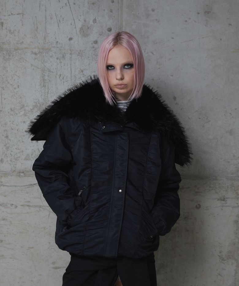 Shadow Fur Hood Jacket (BLACK)