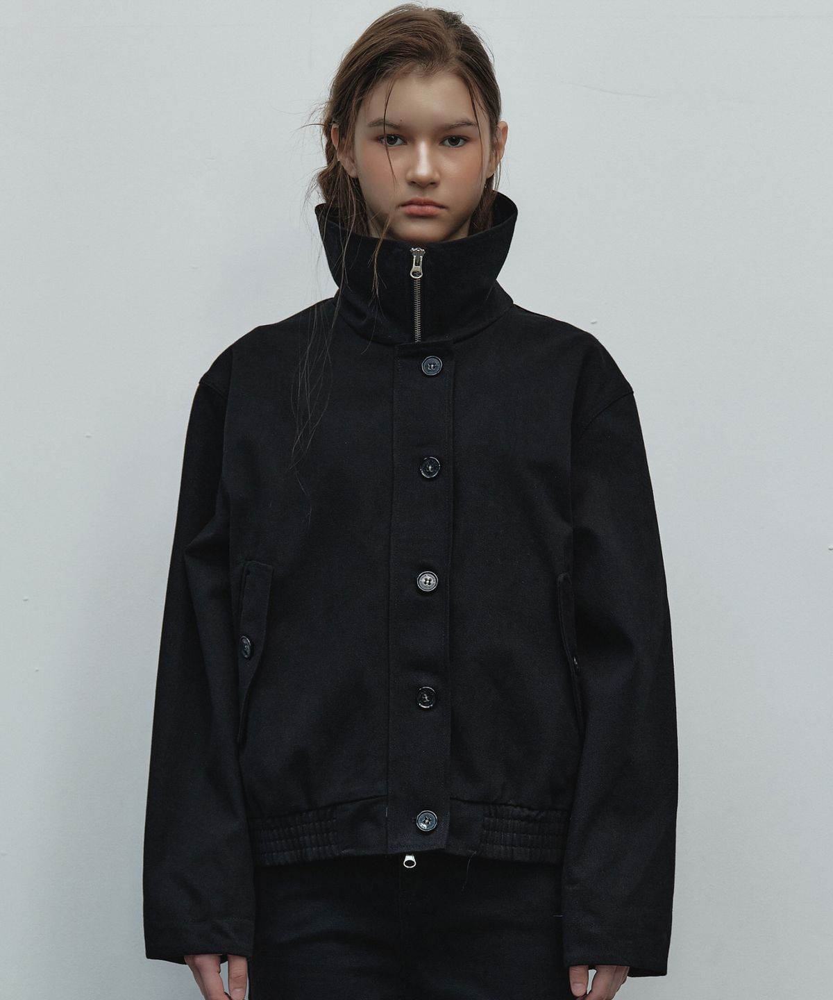 닉앤니콜(NICK&NICOLE) HIGH NECK ZIP-UP JACKET_BLACK