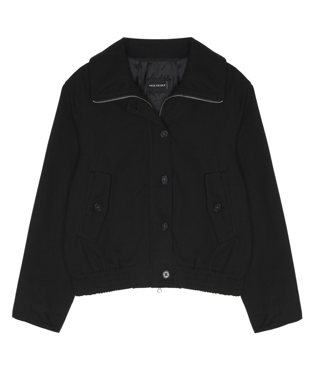 닉앤니콜(NICK&NICOLE) HIGH NECK ZIP-UP JACKET_BLACK