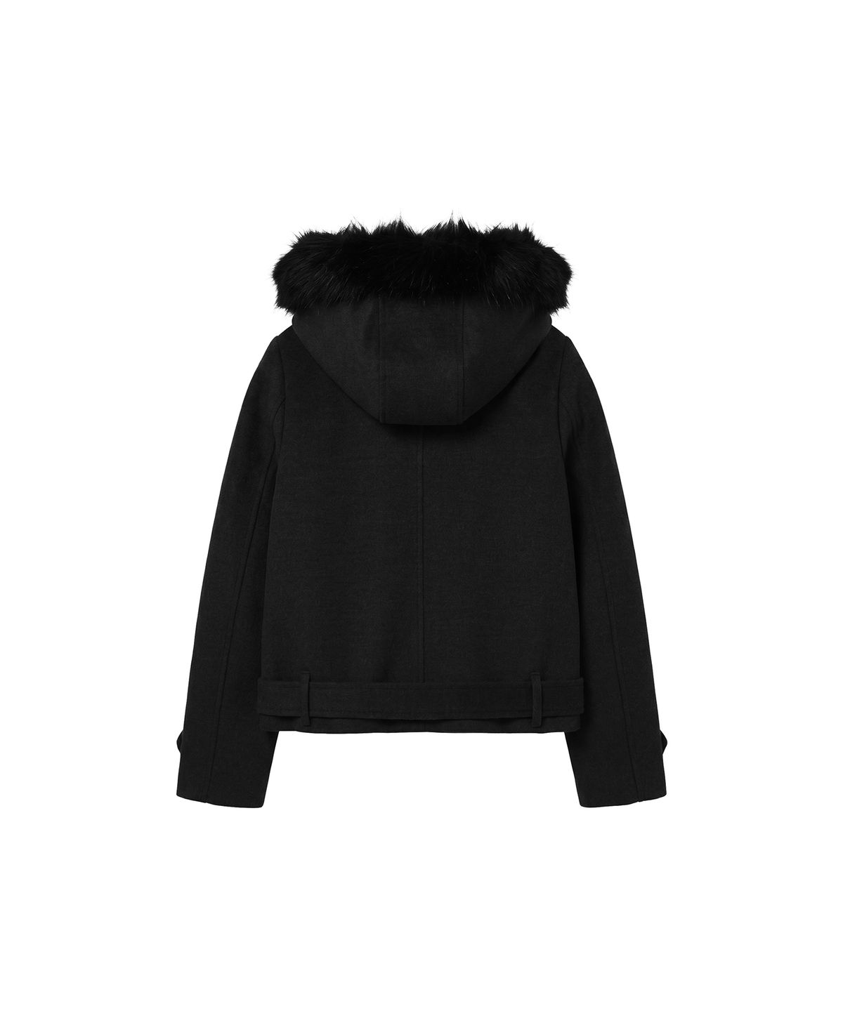 분트(VOONT) Double Hood Shearling Cropped Coat (BLACK)