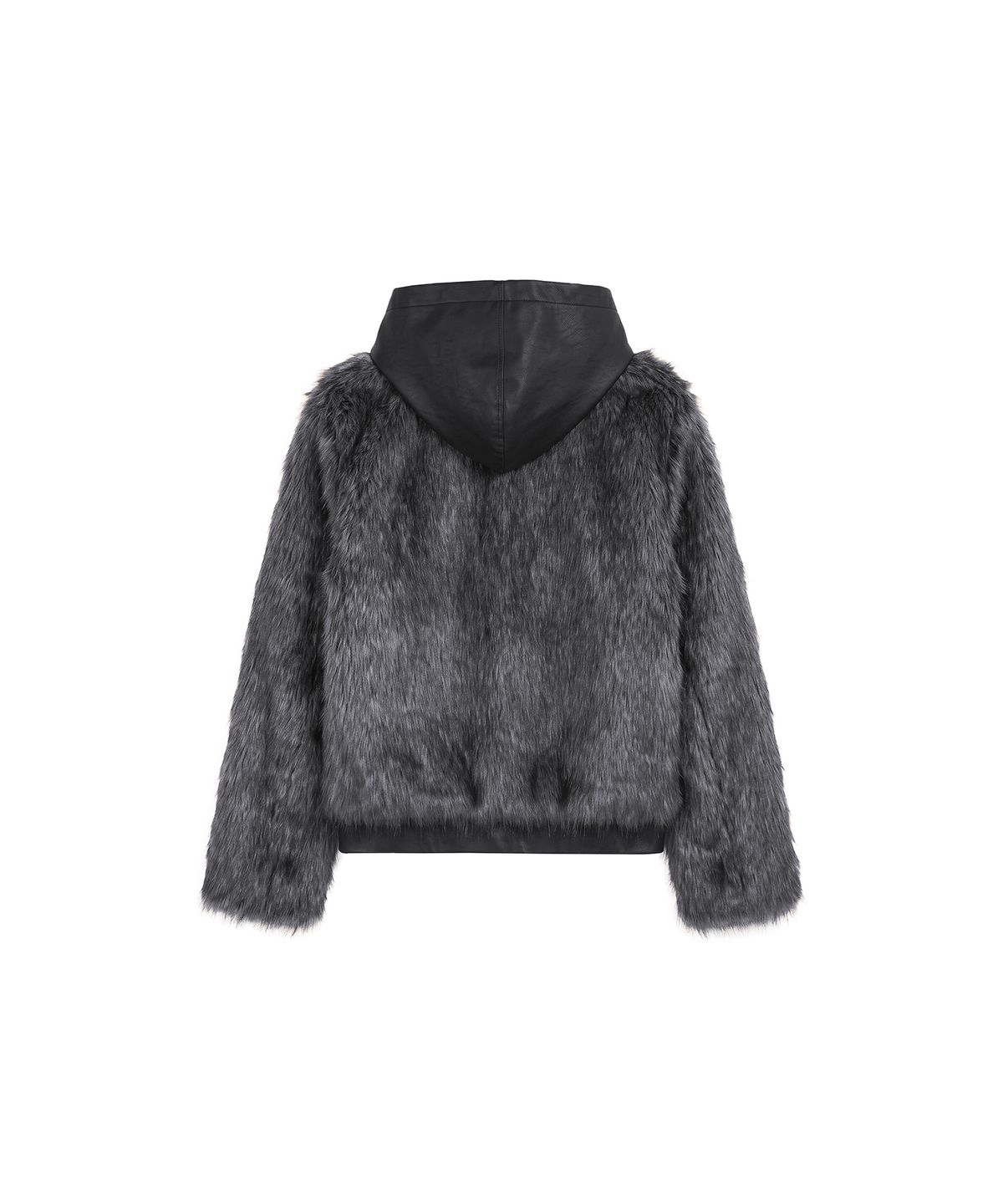 분트(VOONT) Fuzzy Leather Fur Hood Zip-Up (GRAY)