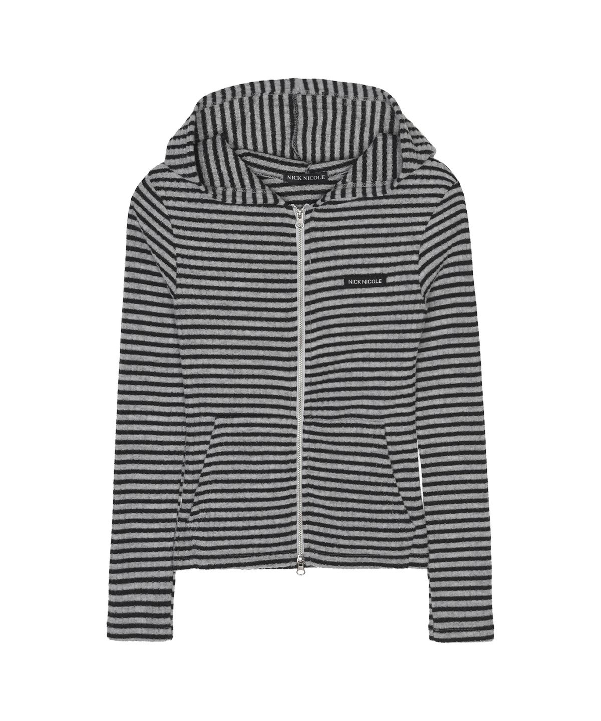 닉앤니콜(NICK&NICOLE) STRIPE SLIM HOOD ZIP-UP_GRAY
